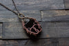 Dichroic Purple and Black Fused Glass Double Sided Pendant with Copper Wire Wrapping