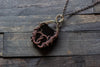 Dichroic Purple and Black Fused Glass Double Sided Pendant with Copper Wire Wrapping