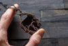 Dichroic Purple and Black Fused Glass Double Sided Pendant with Copper Wire Wrapping