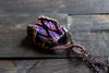 Dichroic Purple and Black Fused Glass Double Sided Pendant with Copper Wire Wrapping