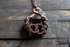 Dichroic Purple and Black Fused Glass Double Sided Pendant with Copper Wire Wrapping