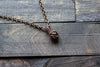 Copper Mini Pendant with Dark Green Fused Glass Accent