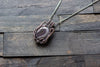 Streaked Grey Fused Glass and Sterling Silver Wire Wrapped Pendant