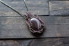 Streaked Grey Fused Glass and Sterling Silver Wire Wrapped Pendant