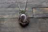 Streaked Grey Fused Glass and Sterling Silver Wire Wrapped Pendant