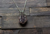 Streaked Grey Fused Glass and Sterling Silver Wire Wrapped Pendant