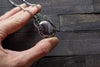 Streaked Grey Fused Glass and Sterling Silver Wire Wrapped Pendant
