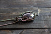 Streaked Grey Fused Glass and Sterling Silver Wire Wrapped Pendant