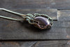 Streaked Grey Fused Glass and Sterling Silver Wire Wrapped Pendant