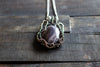 Streaked Grey Fused Glass and Sterling Silver Wire Wrapped Pendant