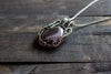 Streaked Grey Fused Glass and Sterling Silver Wire Wrapped Pendant