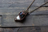 "Oil Slick" Dichroic and White Fused Glass Pendant with Copper Wire Wrapping