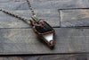 "Oil Slick" Dichroic and White Fused Glass Pendant with Copper Wire Wrapping