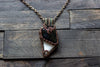 "Oil Slick" Dichroic and White Fused Glass Pendant with Copper Wire Wrapping