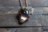 "Oil Slick" Dichroic and White Fused Glass Pendant with Copper Wire Wrapping