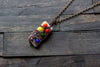 Chakra-Inspired Fused Glass Pendant with Copper Wire Wrapping