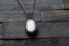 Streaked Blue, Yellow and White Fused Glass Pendant with Copper Wire Wrapping