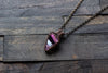 Shades of Purple and Cream Fused Glass Pendant with Copper Wire Wrapping