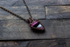 Shades of Purple and Cream Fused Glass Pendant with Copper Wire Wrapping