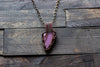 Shades of Purple and Cream Fused Glass Pendant with Copper Wire Wrapping
