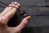 Shades of Purple and Cream Fused Glass Pendant with Copper Wire Wrapping