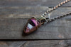 Shades of Purple and Cream Fused Glass Pendant with Copper Wire Wrapping