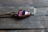 Shades of Purple and Cream Fused Glass Pendant with Copper Wire Wrapping