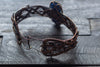 Copper Wire Wrapped Statement Bracelet with Streaked Blue and Grey Fused Glass