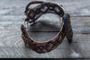Copper Wire Wrapped Statement Bracelet with Streaked Blue and Grey Fused Glass