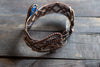Copper Wire Wrapped Statement Bracelet with Streaked Blue and Grey Fused Glass
