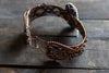 Copper Wire Wrapped Statement Bracelet with Streaked Blue and Grey Fused Glass