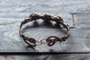 Copper Wire Wrapped Bracelet with Black Fused Glass Accents