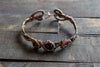 Copper Wire Wrapped Bracelet with Black Fused Glass Accents