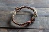 Copper Wire Wrapped Bracelet with Black Fused Glass Accents