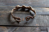 Copper Wire Wrapped Bracelet with Black Fused Glass Accents