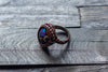Copper Wire Wrapped Ring with Multi-colored Fused Glass Accent