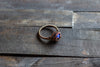 Blue Fused Glass and Copper Wire Wrapped Ring
