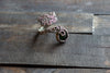 Sterling Silver Adjustable Ring with Glittery Green Dichroic Fused Glass Accent