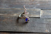 Sterling Silver Adjustable Ring with Deep Blue Transparent Fused Glass Accent