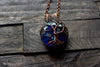 Copper Tree of Life Pendant with Dark Blues and Black Fused Glass