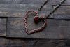 Copper Heart Pendant with Red Fused Glass Accent