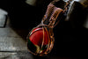 Copper pendant with red, green and white fused glass