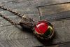 Copper pendant with red, green and white fused glass