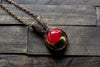 Copper pendant with red, green and white fused glass