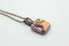 Dichroic Lavender Fused Glass Pendant with Copper Tree of Life