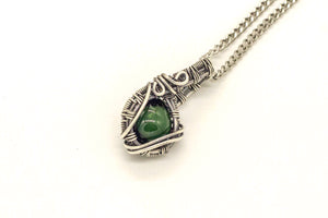 dark-green-fused-glass-mini-pendant-sterling-silver-wire-wrapping-nymph-in-the-woods-jewelry