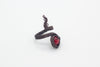 handmade copper wire wrapped adjustable ring with red fused glass accent