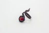 handmade copper wire wrapped adjustable ring with red fused glass accent