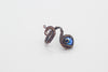 handmade copper wire wrapped adjustable ring with bright blue fused glass accent