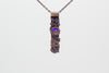 handmade copper bar necklace with clear iridescent fused glass and wire wrapping